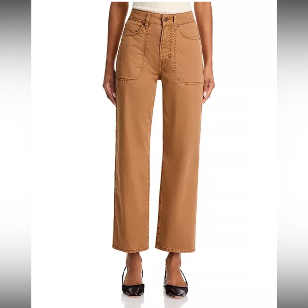 Veronica Beard Crosbie Wide Leg Pants Acorn High Rise Cropped Utility Sz 24 NWT